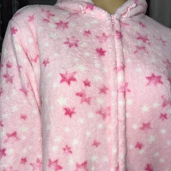PINK women’s hooded zip-up fleece onesie size L - Picture 7 of 9